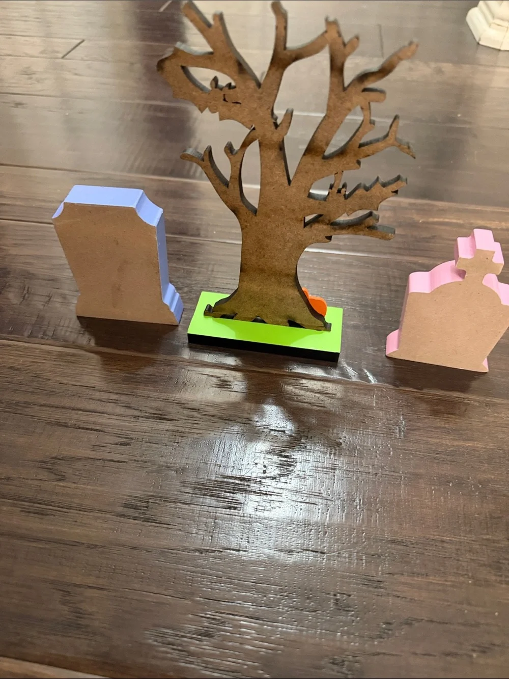 Halloween Décor Set - Black Tree with Purple and Pink Tombstones